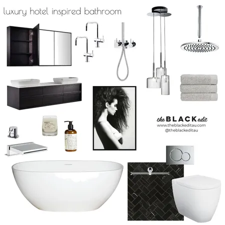 Luxury Hotel Inspired Bathroom Interior Design Mood Board by THE BLACK EDIT on Style Sourcebook