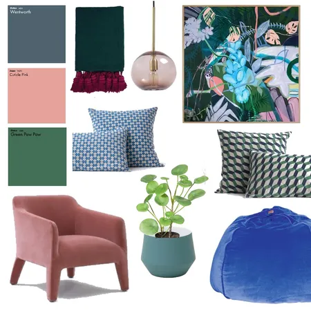 I lobe green...and pink and blues! Interior Design Mood Board by Holm & Wood. on Style Sourcebook