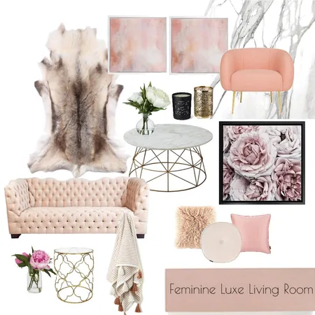 Feminine Luxe Living Room Interior Design Mood Board by AnnabelFoster on Style Sourcebook