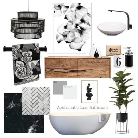 Achromatic Luxe Bathroom Interior Design Mood Board by AnnabelFoster on Style Sourcebook
