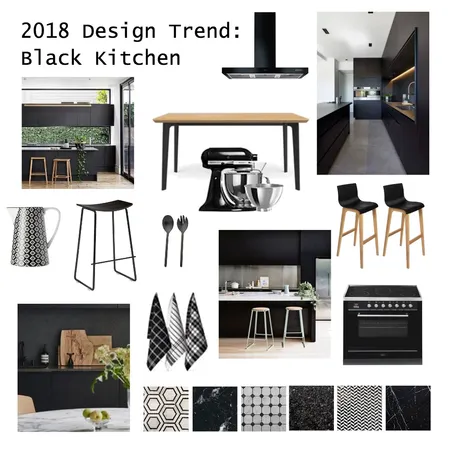 2018 Design Trend: Black Kitchen Interior Design Mood Board by brightsidestyling on Style Sourcebook