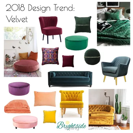 2018 Design Trend: Velvet Interior Design Mood Board by brightsidestyling on Style Sourcebook