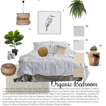 Organic Bedroom Interior Design Mood Board by thebohemianstylist on Style Sourcebook