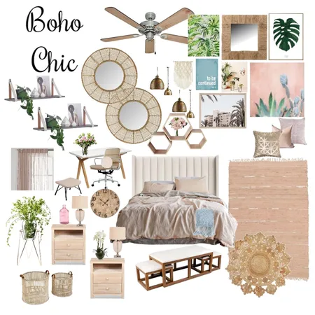 Boho Chic Bedroom Interior Design Mood Board by BimBim on Style Sourcebook