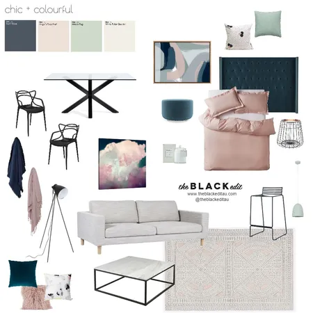 Chic and Colourful Interior Design Mood Board by THE BLACK EDIT on Style Sourcebook