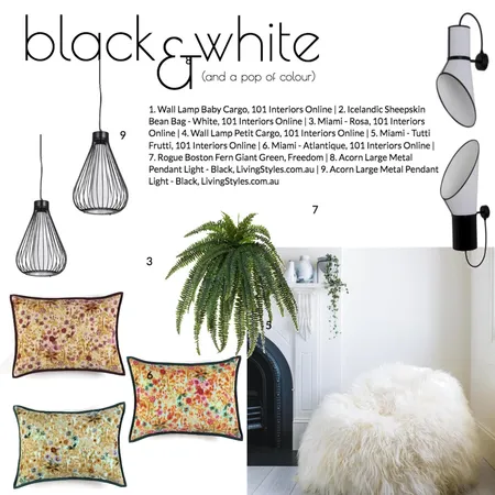 Black &amp; White Interior Design Mood Board by 101 Interiors Online on Style Sourcebook