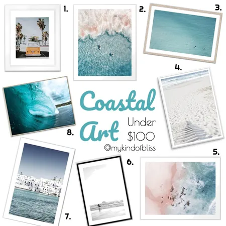 Coastal Art Under $100 Interior Design Mood Board by My Kind Of Bliss on Style Sourcebook