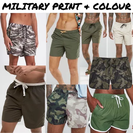 Boardshorts | Military Print &amp; Color Interior Design Mood Board by snoobabsy on Style Sourcebook