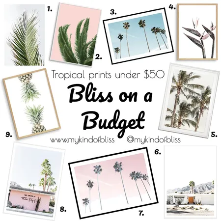 Bliss on a Budget-1- Tropical Prints Interior Design Mood Board by My Kind Of Bliss on Style Sourcebook