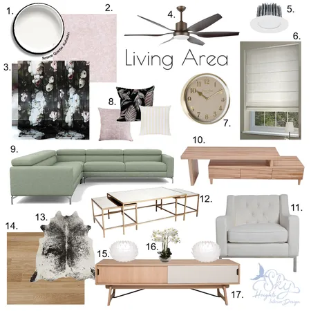 Floral Blush Living Area Interior Design Mood Board by Skye Burnie on Style Sourcebook