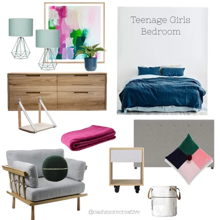 Teenage Girls Bedroom Interior Design Mood Board by cashmorecreative on Style Sourcebook