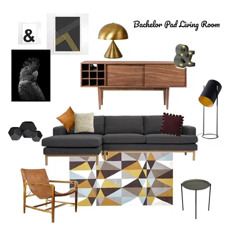 Bachelor Pad Living Room Interior Design Mood Board by cashmorecreative on Style Sourcebook