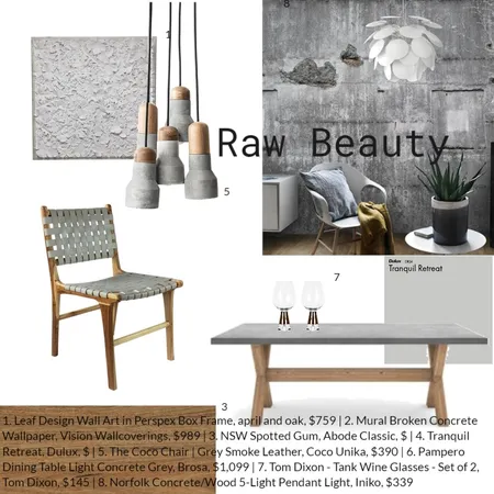Raw Beauty Dining Interior Design Mood Board by Coco Unika on Style Sourcebook