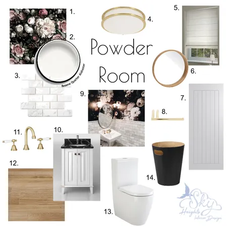 Floral Organic Powder Room Interior Design Mood Board by Skye Burnie on Style Sourcebook
