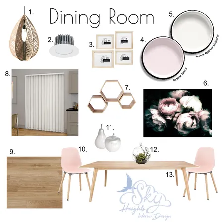 Floral Blush Dining Room Interior Design Mood Board by Skye Burnie on Style Sourcebook