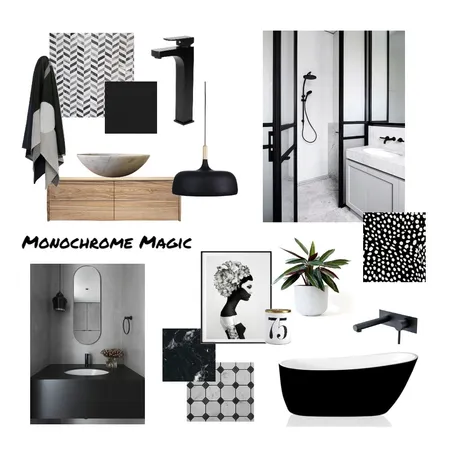 Monochrome Bathroom Interior Design Mood Board by interiorsbyayla on Style Sourcebook
