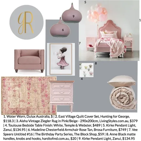 Girls Bedroom Interior Design Mood Board by GeorginaRahi on Style Sourcebook