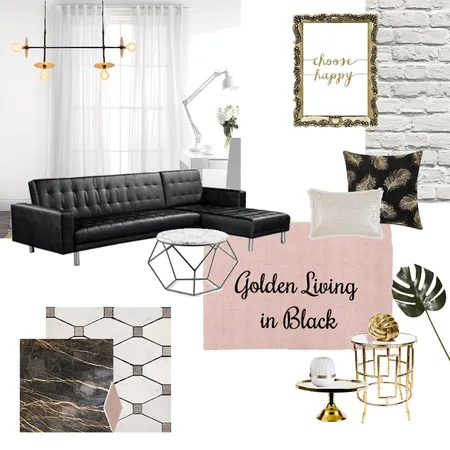 Living Room in Gold &amp; Black Interior Design Mood Board by Danielle_m on Style Sourcebook