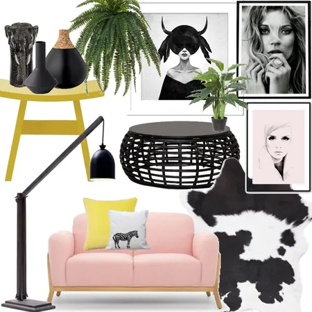 Pink, Green and Black Living Interior Design Mood Board by CourtneyRodrigues on Style Sourcebook