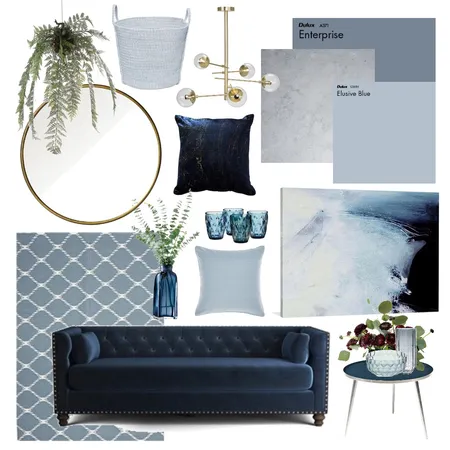 Hues of Blues Interior Design Mood Board by Thediydecorator on Style Sourcebook