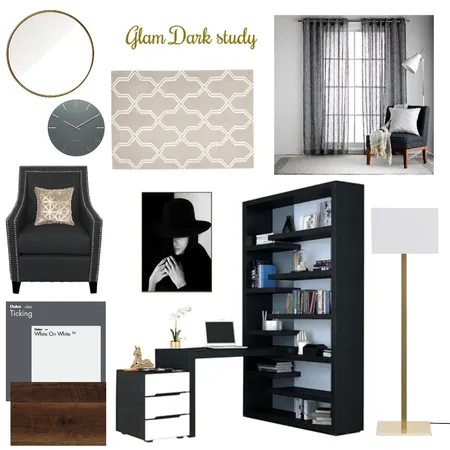 Black and Gold Study Interior Design Mood Board by Kimberley689 on Style Sourcebook