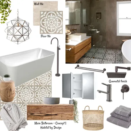 Main Bathroom Concept 1 Interior Design Mood Board by Habitat_by_Design on Style Sourcebook
