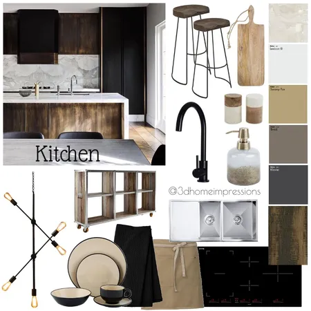 Rustic industrial Kitchen Interior Design Mood Board by 3D Home Impressions on Style Sourcebook