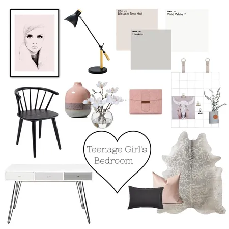 Teenage Girl's Bedroom Interior Design Mood Board by thebohemianstylist on Style Sourcebook