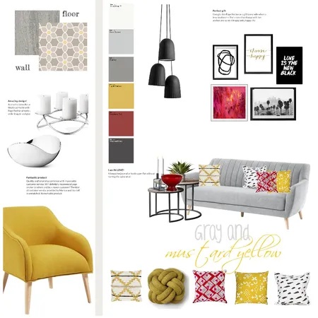 gray and mustard yellow Interior Design Mood Board by Magdolna Levai on Style Sourcebook