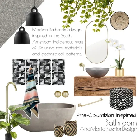 Pre-Columbian inspired Bathroom Interior Design Mood Board by Ana Maria Jurado on Style Sourcebook