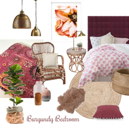 Burgundy bedroom Interior Design Mood Board by Two Wildflowers on Style Sourcebook