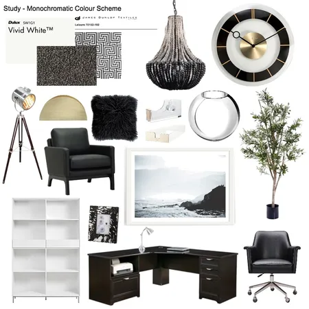 Study - Monochromatic Interior Design Mood Board by mianardone on Style Sourcebook