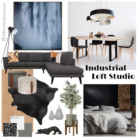 Industrial Loft Studio Interior Design Mood Board by 3D Home Impressions on Style Sourcebook