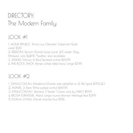 Directory: The Modern Family Interior Design Mood Board by Flyingmouse inc on Style Sourcebook