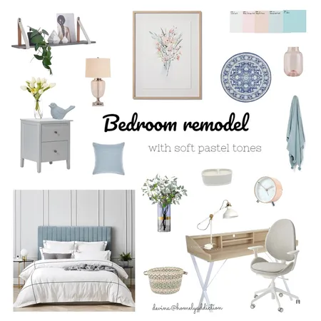 Bedroom remodel pastel tones Interior Design Mood Board by HomelyAddiction on Style Sourcebook