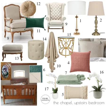TC U/Stairs Bedroom Proposal Interior Design Mood Board by Libby Edwards Interiors on Style Sourcebook