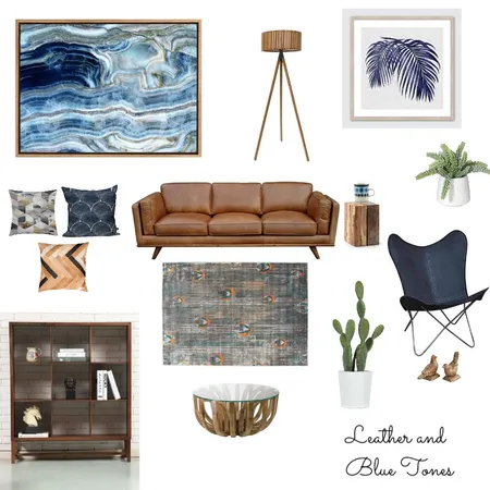 Leather and Blue Tones Interior Design Mood Board by MelissaBlack on Style Sourcebook