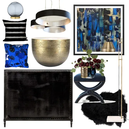 Black &amp; Blue Luxe Interior Design Mood Board by Thediydecorator on Style Sourcebook
