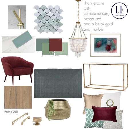 khaki and red Interior Design Mood Board by Letitiaedesigns on Style Sourcebook