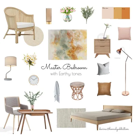 Master bedroom earthy tones Interior Design Mood Board by HomelyAddiction on Style Sourcebook