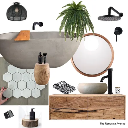 Bathroom black and grey Interior Design Mood Board by The Renovate Avenue on Style Sourcebook