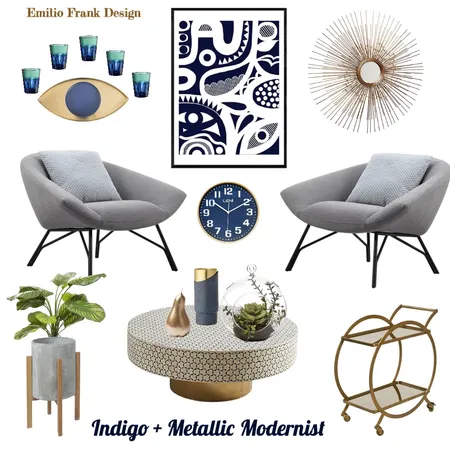 Indigo + Metallic Modernist Interior Design Mood Board by Emilio Frank Design on Style Sourcebook