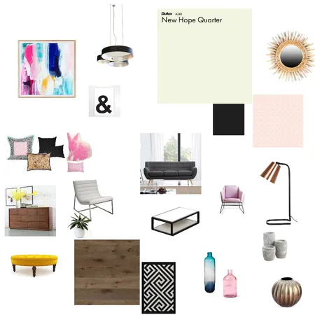 living room pink-black-white-grey Interior Design Mood Board by kareng on Style Sourcebook