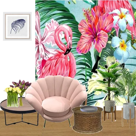Tropical plant Flamingo Interior Design Mood Board by puszedli on Style Sourcebook