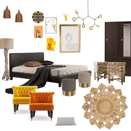 Bohemian warm colours Bedroom Interior Design Mood Board by azhara on Style Sourcebook
