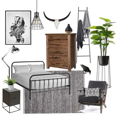Industrial Bedroom Interior Design Mood Board by braydee on Style Sourcebook