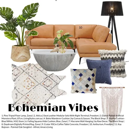 Bohemian living space Interior Design Mood Board by Shanna McLean on Style Sourcebook