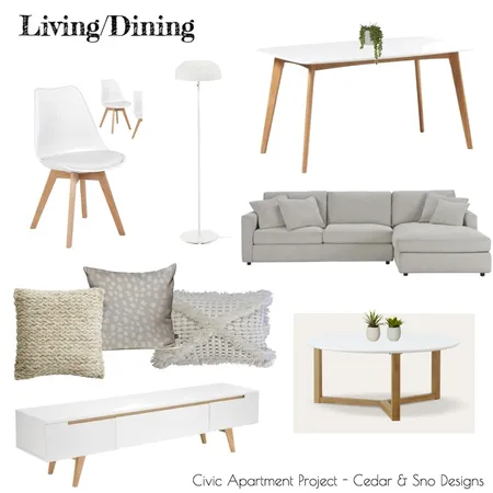 Civic Apartment Project - Minimalist Living Room Interior Design Mood Board by Cedar &amp; Snø Interiors on Style Sourcebook