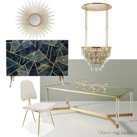 Gold &amp; Blue dining- ObjectsandMore.com Interior Design Mood Board by Sahar Ghazale on Style Sourcebook