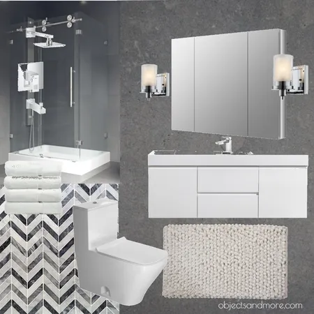 Monochrome Grey Bathroom Interior Design Mood Board by Sahar Ghazale on Style Sourcebook